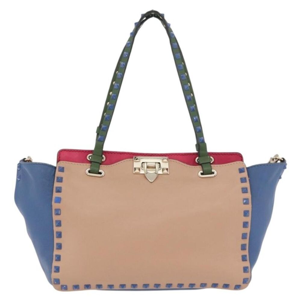 Valentino Garavani Rockstud Frame Handle Calf Hair Multicolour Leather Handbag
